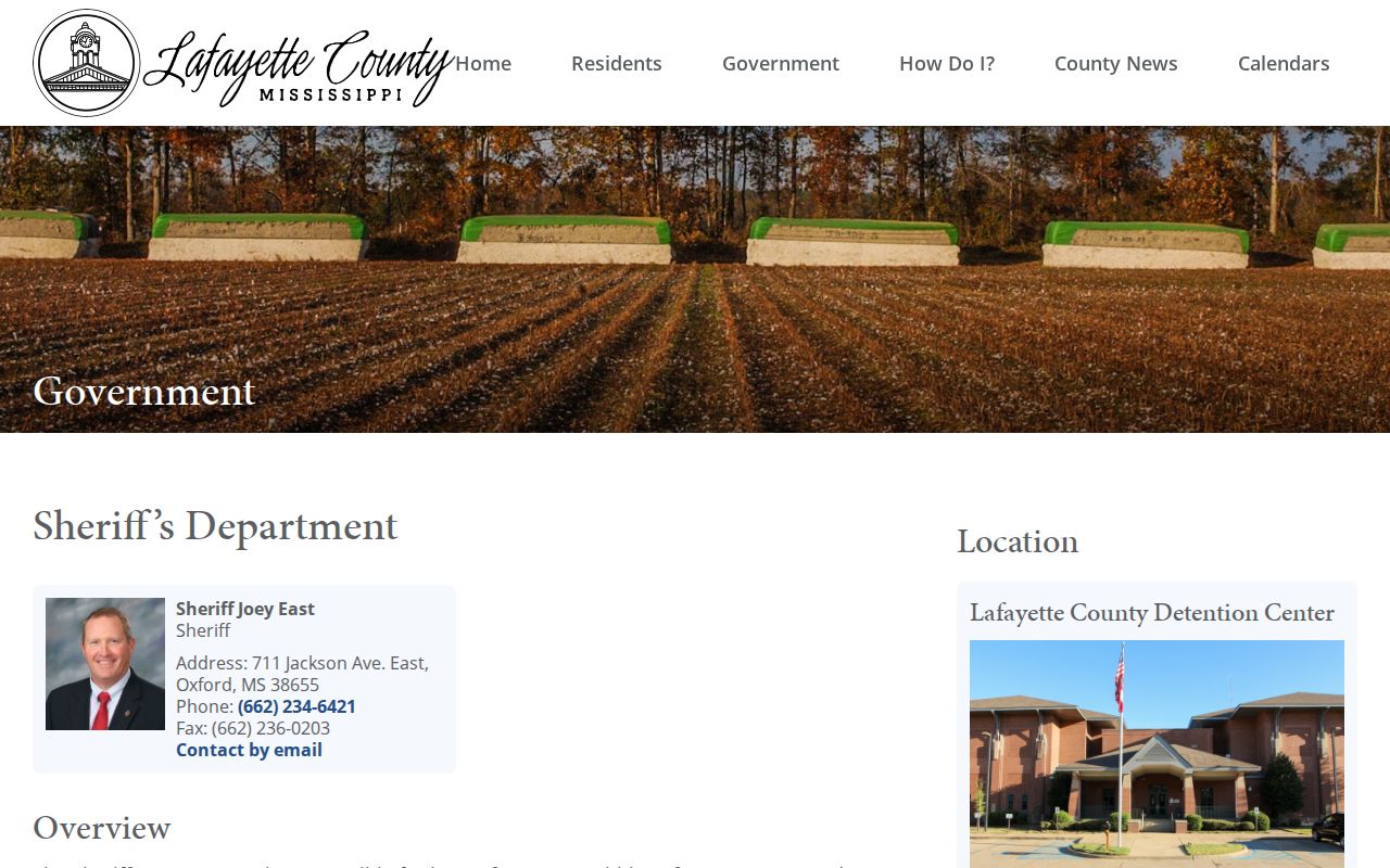 Lafayette County Sheriff booking record and detention center source