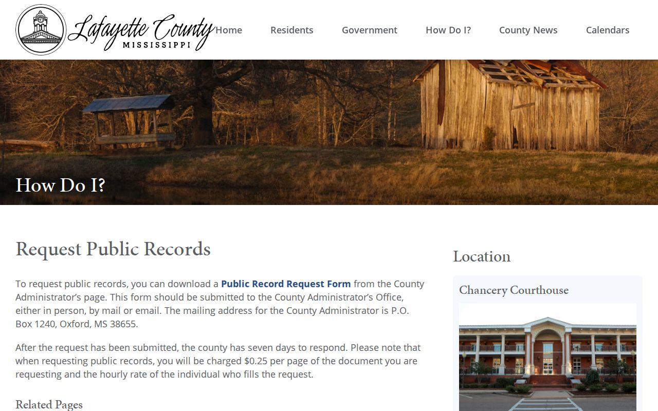 Lafayette County booking record public-record request information