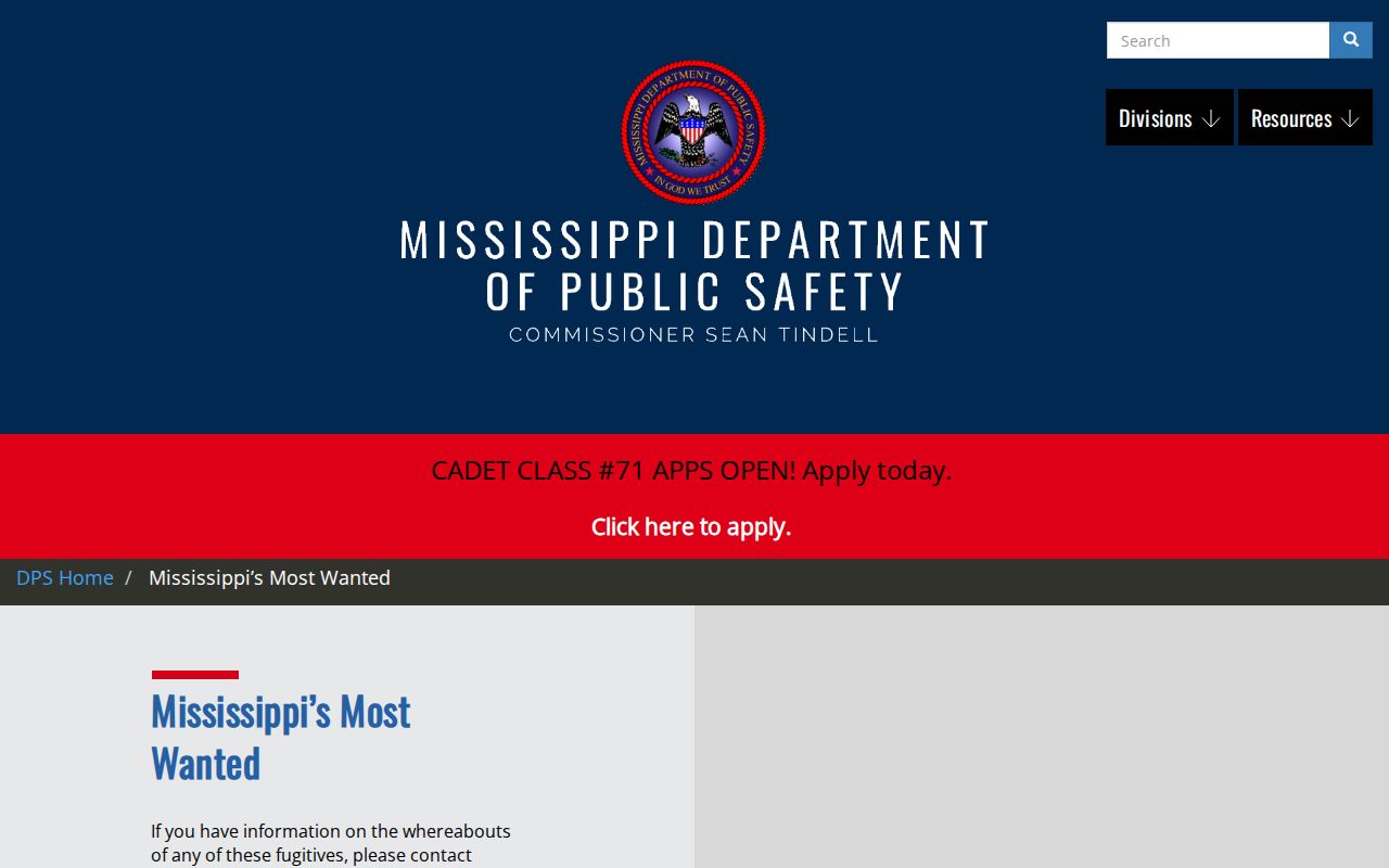 Lafayette County warrant check through Mississippi Most Wanted source