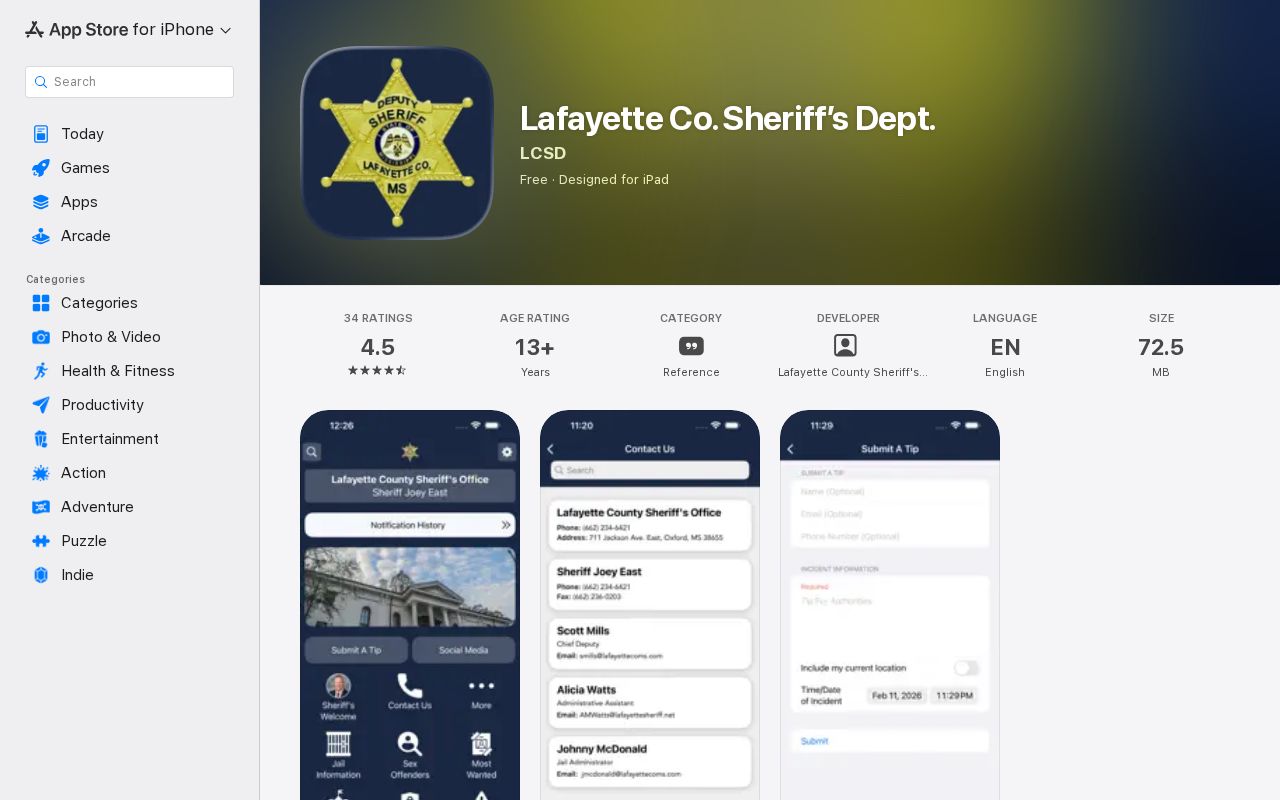 Lafayette County Sheriff official public-safety app record source