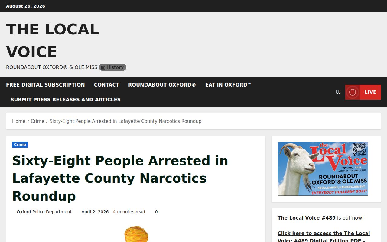Lafayette County warrant roundup news record source
